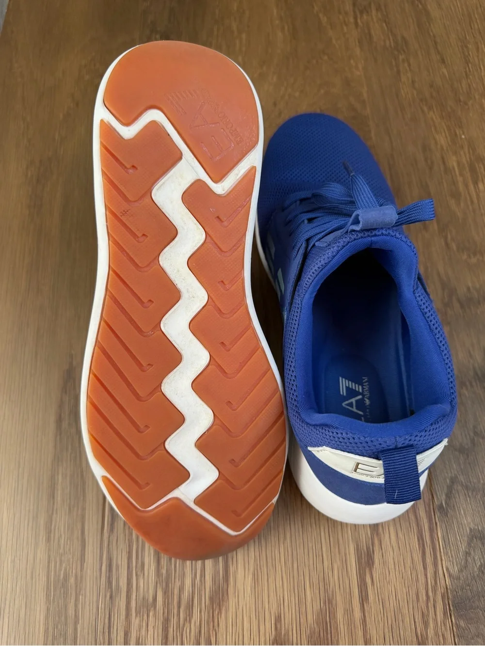 Emporio Armani Royal Blue Mesh Athletic Sneakers with White Soles | Size M9